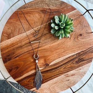 Long bohemian fringe necklace